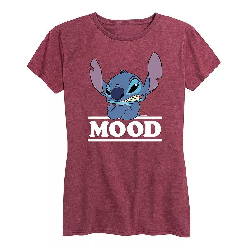 Disney's Lilo & Stitch Women's Mood Graphic Tee, Size: Large, Grey Dark Red Product Image