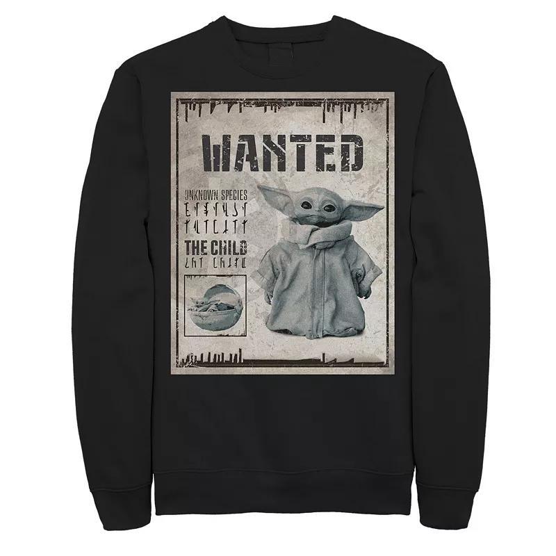 Men's Star Wars The Mandalorian The Child Aka Baby Yoda Wanted Poster Sweatshirt, Size: 3XL, Blue Product Image