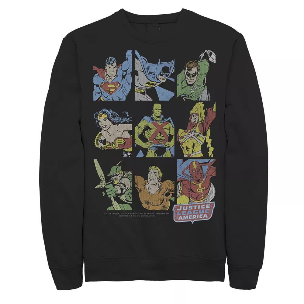 Men's DC Comics Justice League Of America Portrait Panels Sweatshirt, Size: Small, Black Product Image