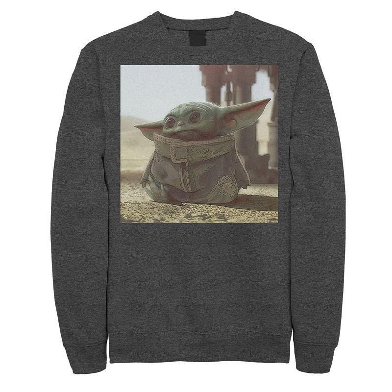 Men's Star Wars The Mandalorian The Child aka Baby Yoda Photograph Sweatshirt, Size: Medium, Athletic Grey Product Image