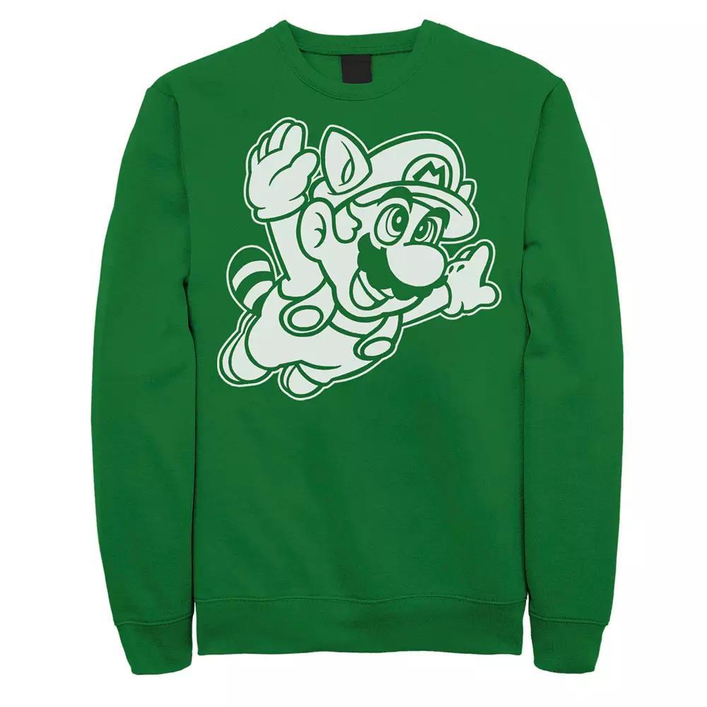 Men's Nintendo Super Mario 3 Raccoon Fly Line Art Sweatshirt,  Product Image