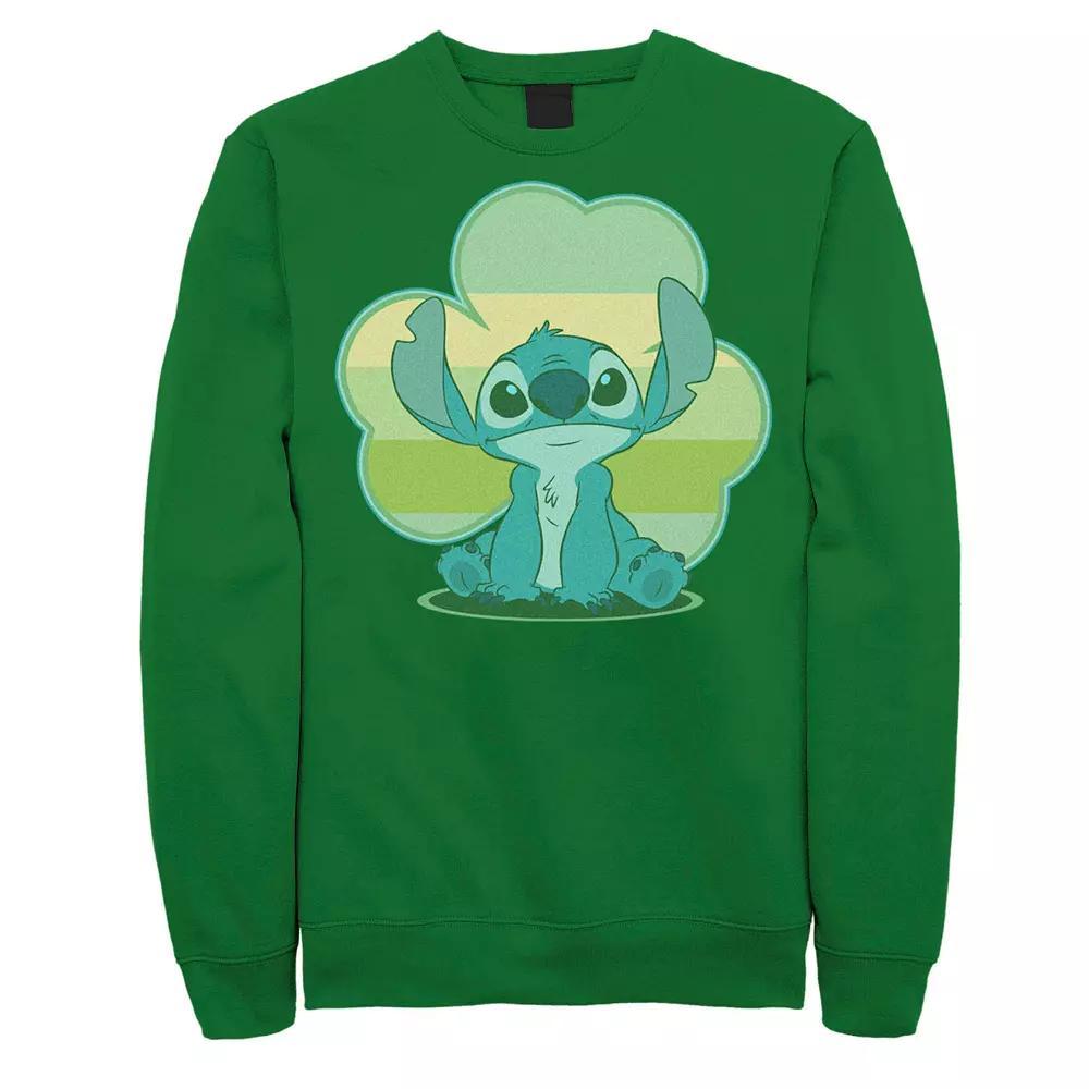 Disney's Lilo & Stitch St. Patrick's Day Stitch Shamrock Men's Sweatshirt, Size: Medium, Kelly Product Image