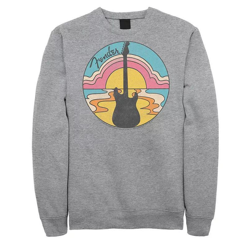 Big & Tall Fender 60s Groovy Guitar Sunset Graphic Fleece Pullover, Mens Athletic Grey Product Image