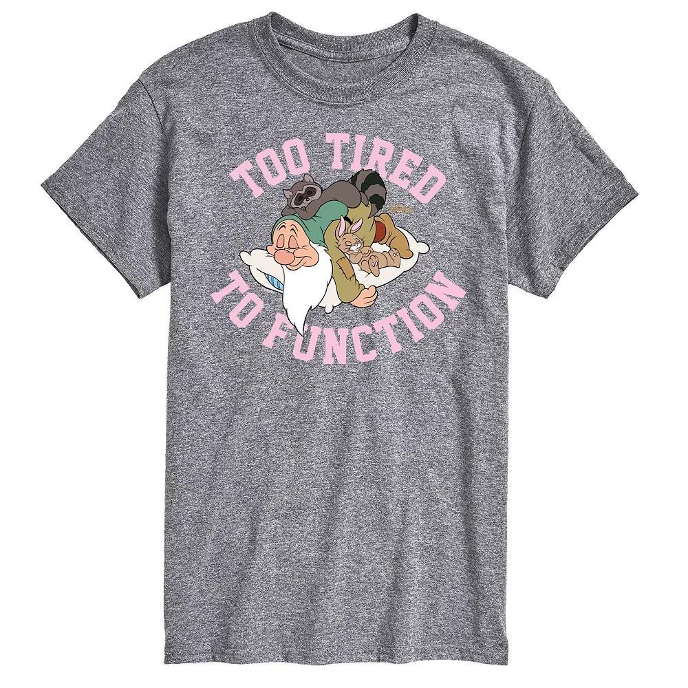 Disney Princess Big & Tall Too Tired To Function Graphic Tee, Men's, Size: 4XB, Gray Product Image