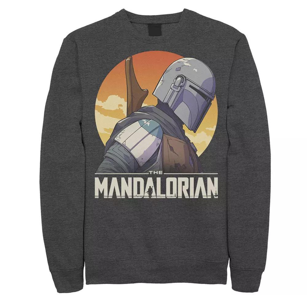 Men's Star Wars The Mandalorian Sunset Profile Portrait Logo Sweatshirt,  Product Image