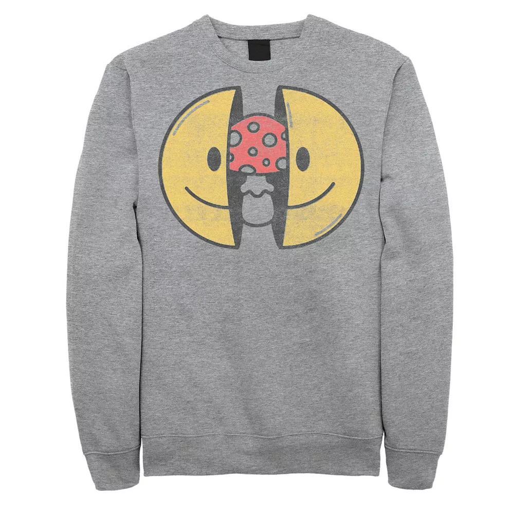 Men's Smiley Face With Mushroom Inside Sweatshirt, Size: Large, Athletic Grey Product Image