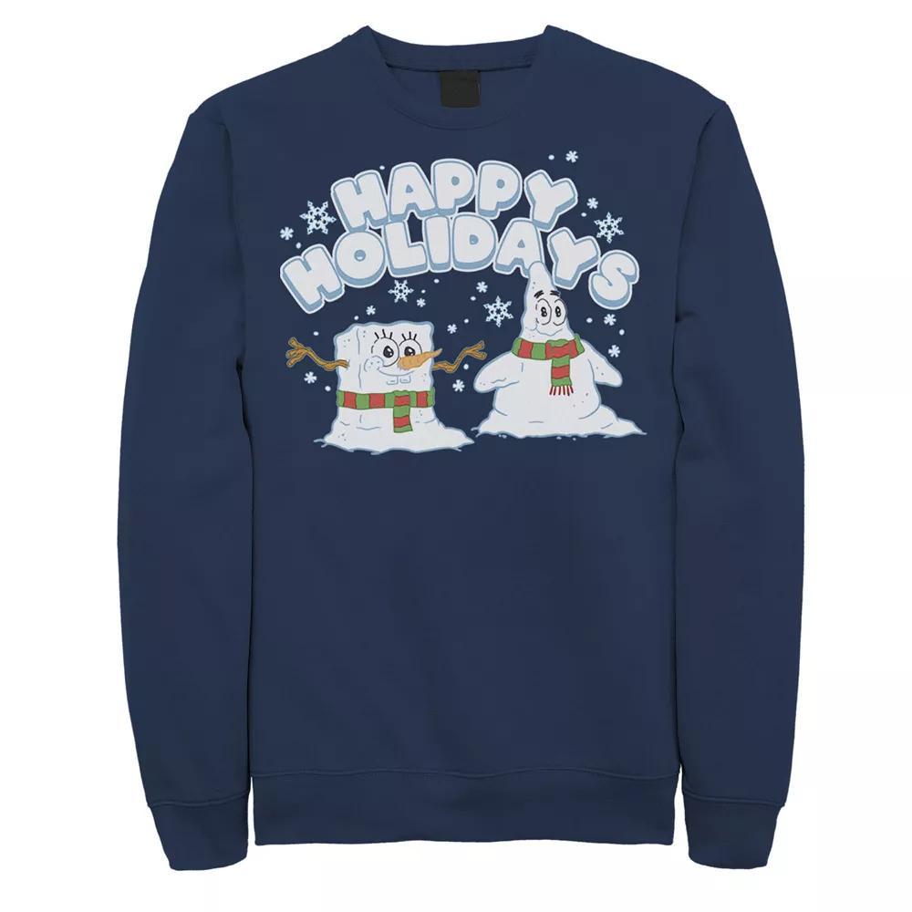 Men's Spongebob Squarepants Patrick Star Snowmen Happy Holidays Sweatshirt,  Product Image