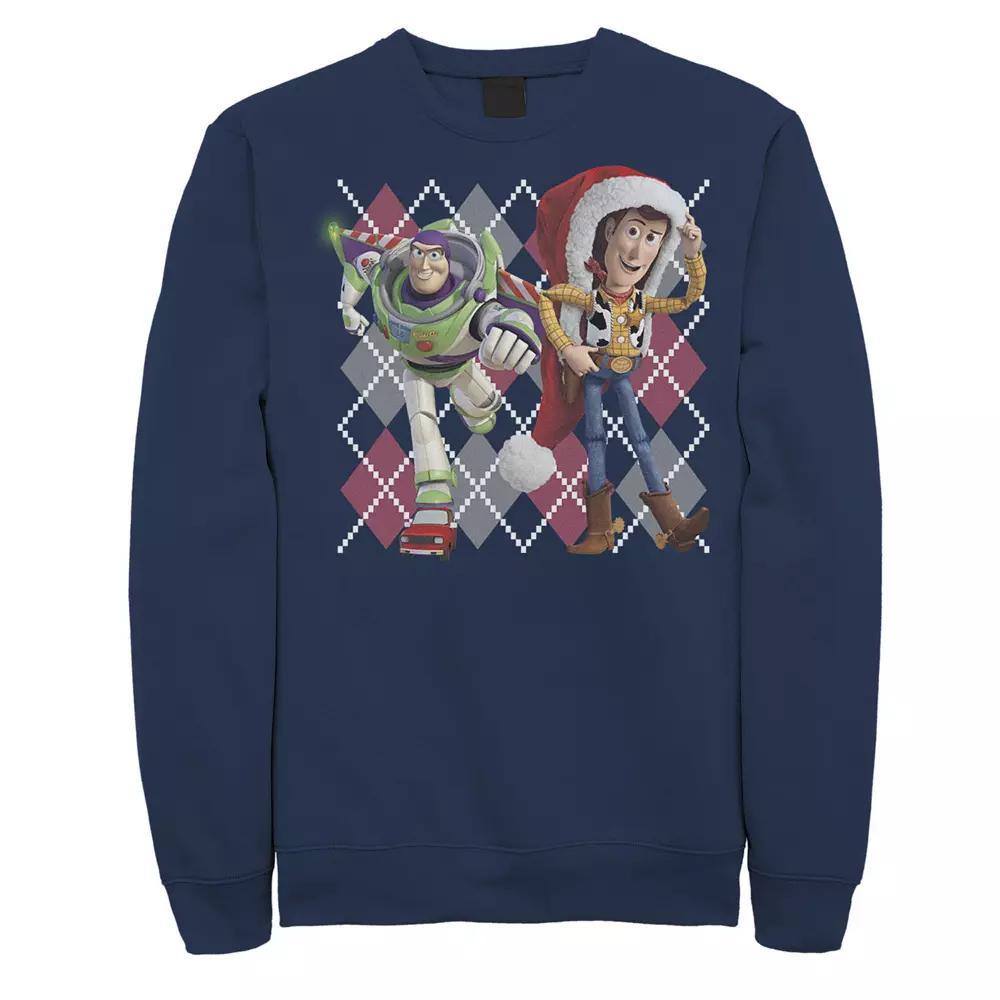 Disney / Pixar's Toy Story Woody & Buzz Lightyear Men's Holiday Portrait Sweatshirt, Size: Large, Blue Product Image