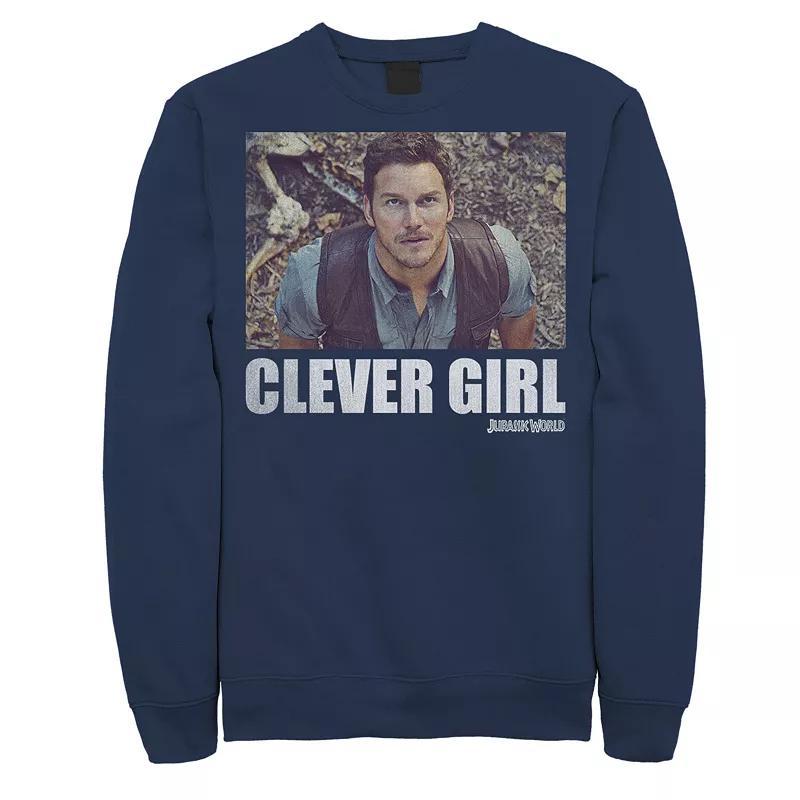 Mens Jurassic World Clever Girl Owen Movie Still Pullover Sweatshirt Blue Product Image