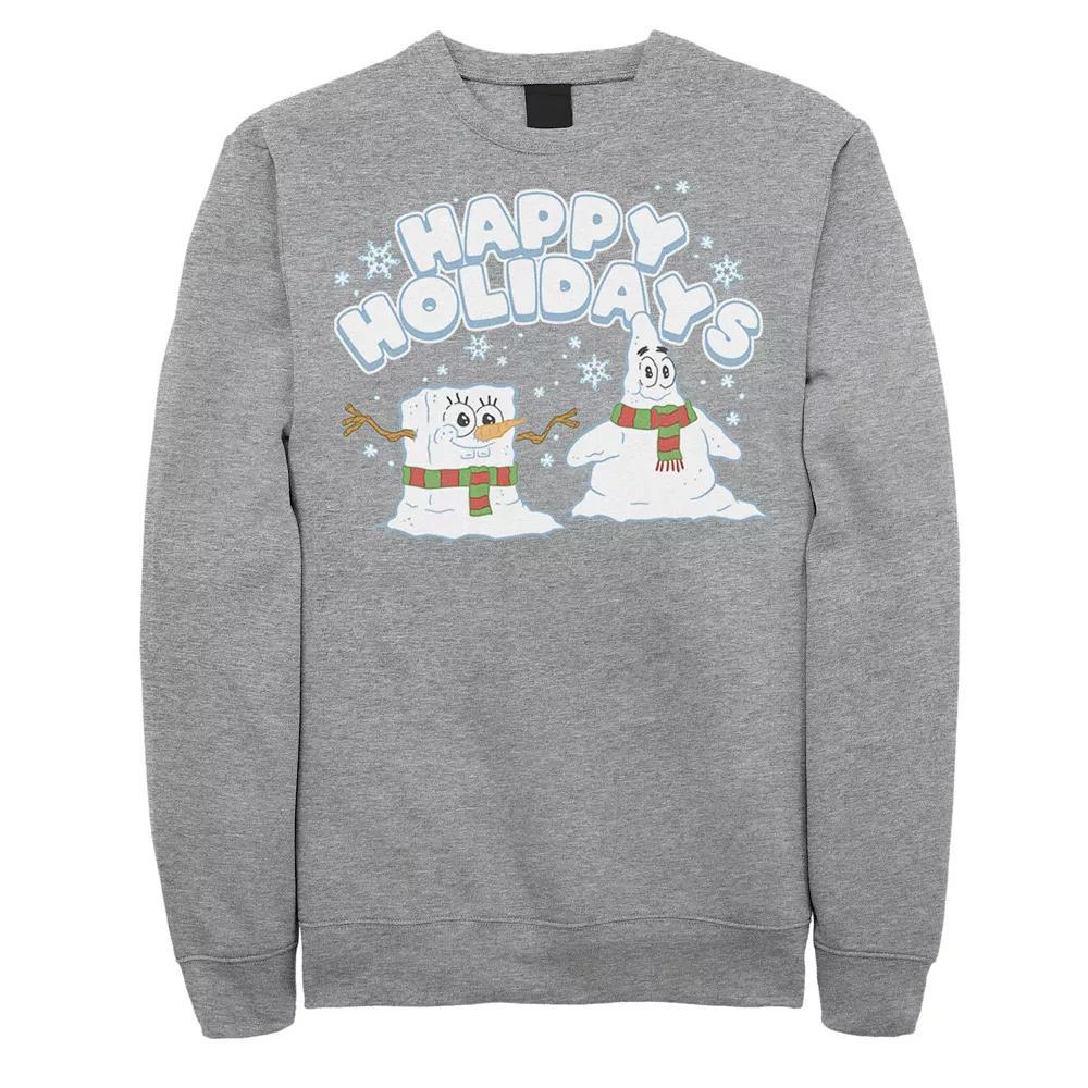 Men's Spongebob Squarepants Patrick Star Snowmen Happy Holidays Sweatshirt,  Product Image