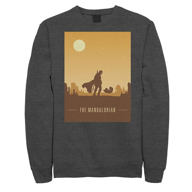 Mens Star Wars The Mandalorian & The Child Silhouette Poster Sweatshirt Grey Heather Product Image