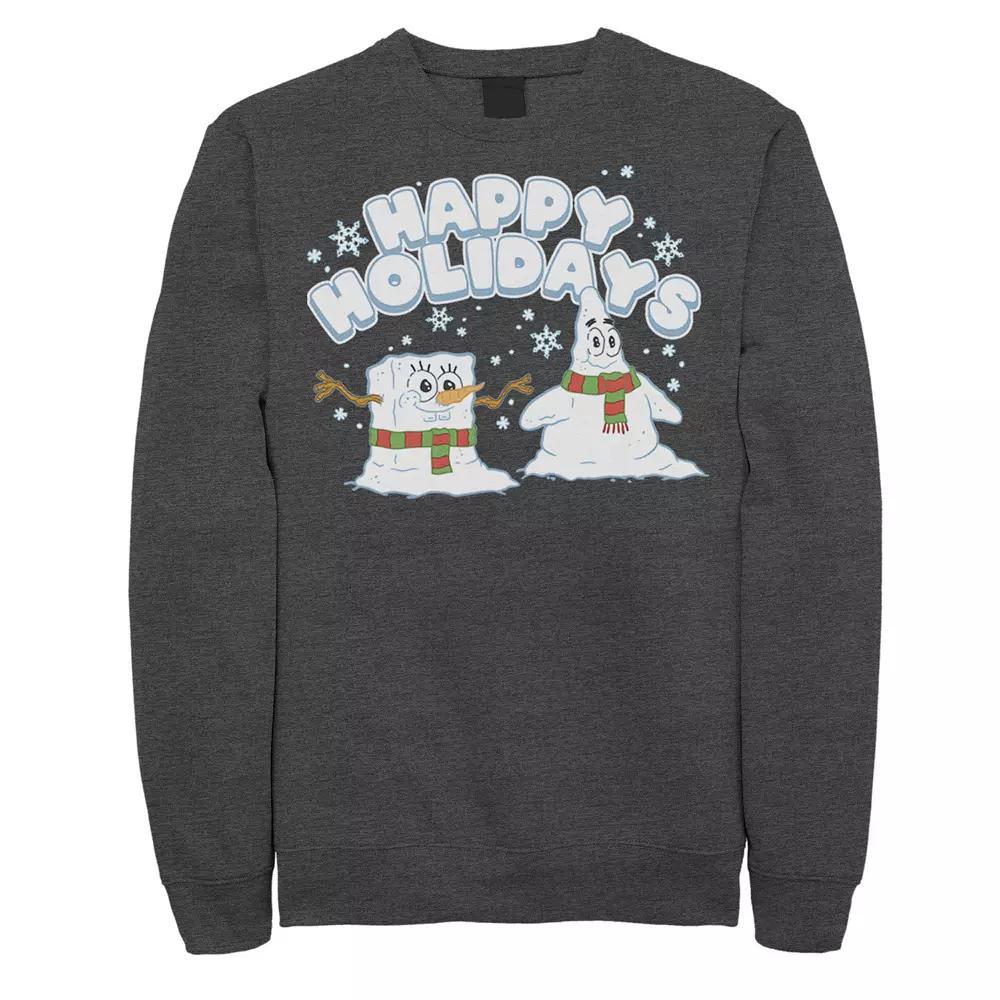 Men's Spongebob Squarepants Patrick Star Snowmen Happy Holidays Sweatshirt,  Product Image