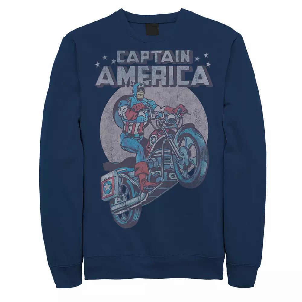 Men's Marvel Avengers Captain America Motorcycle Portrait Sweatshirt, Size: XXL, Blue Product Image