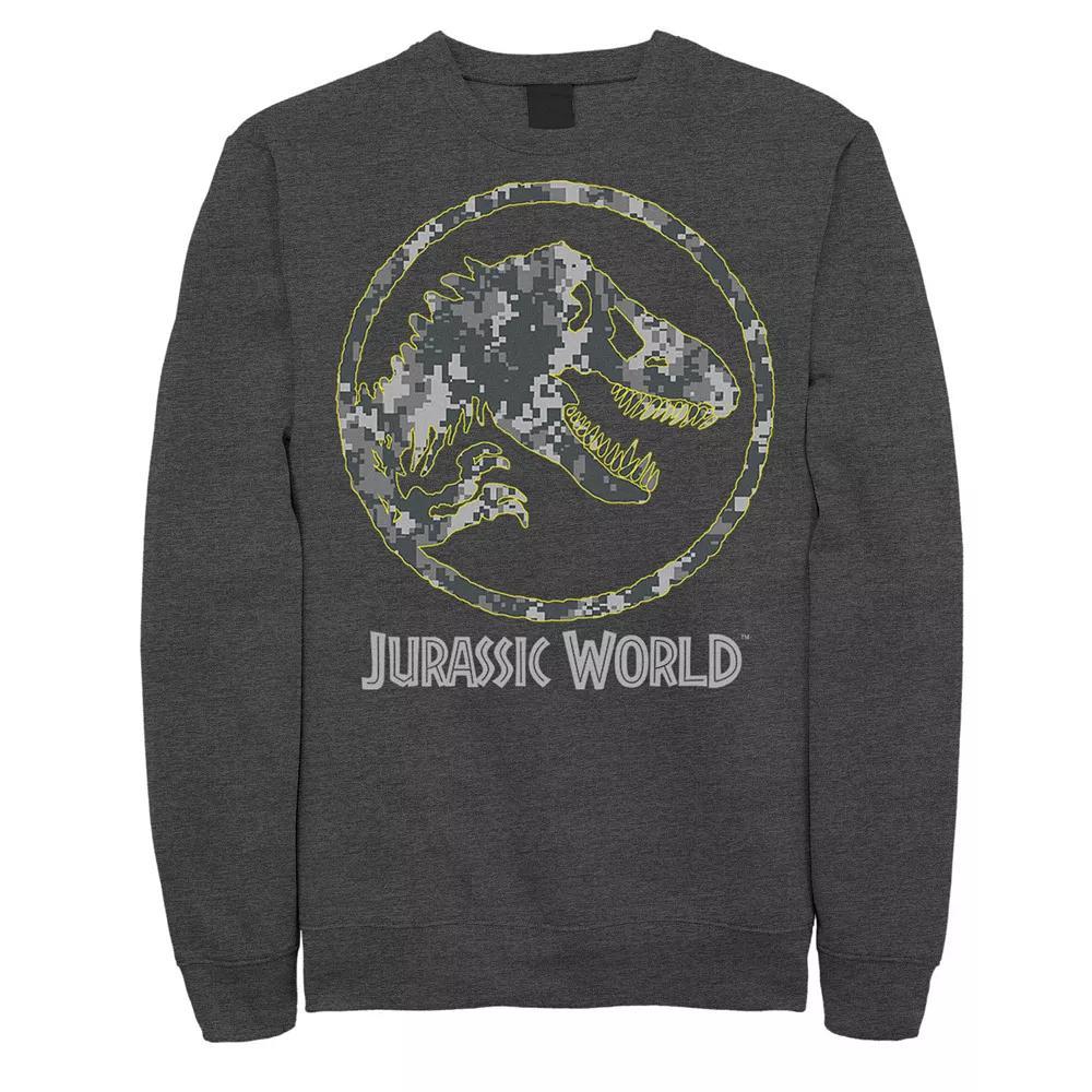 Men's Jurassic World Camouflage Yellow Outline Fossil Coin Logo Sweashirt,  Product Image