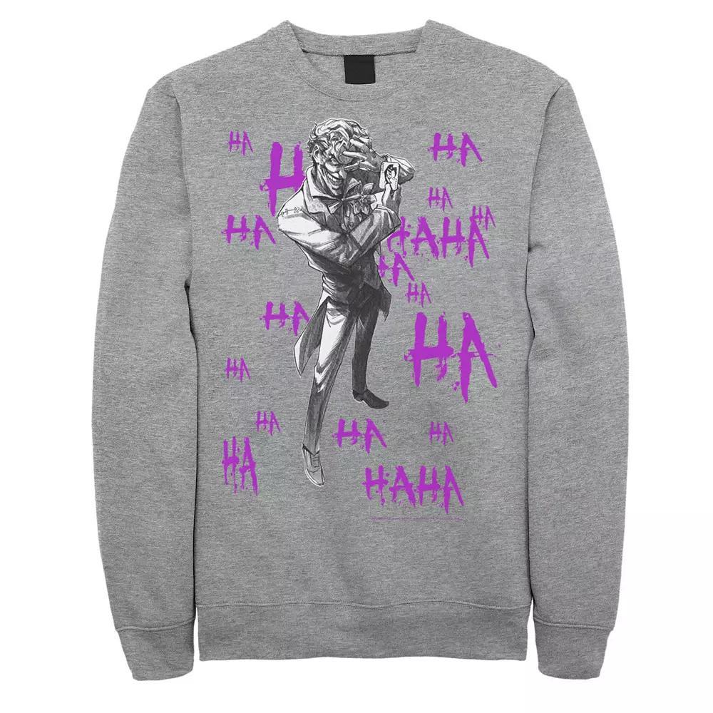 Men's DC Comics Joker HAHAHA Portrait Sweatshirt, Size: 3XL, Athletic Grey Product Image