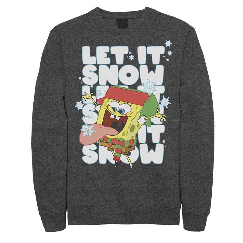 Men's Nickelodeon Spongebob Squarepants Let It Snow Let It Snow Let It Snow Graphic Fleece Pullover, Size: Small, Black Product Image