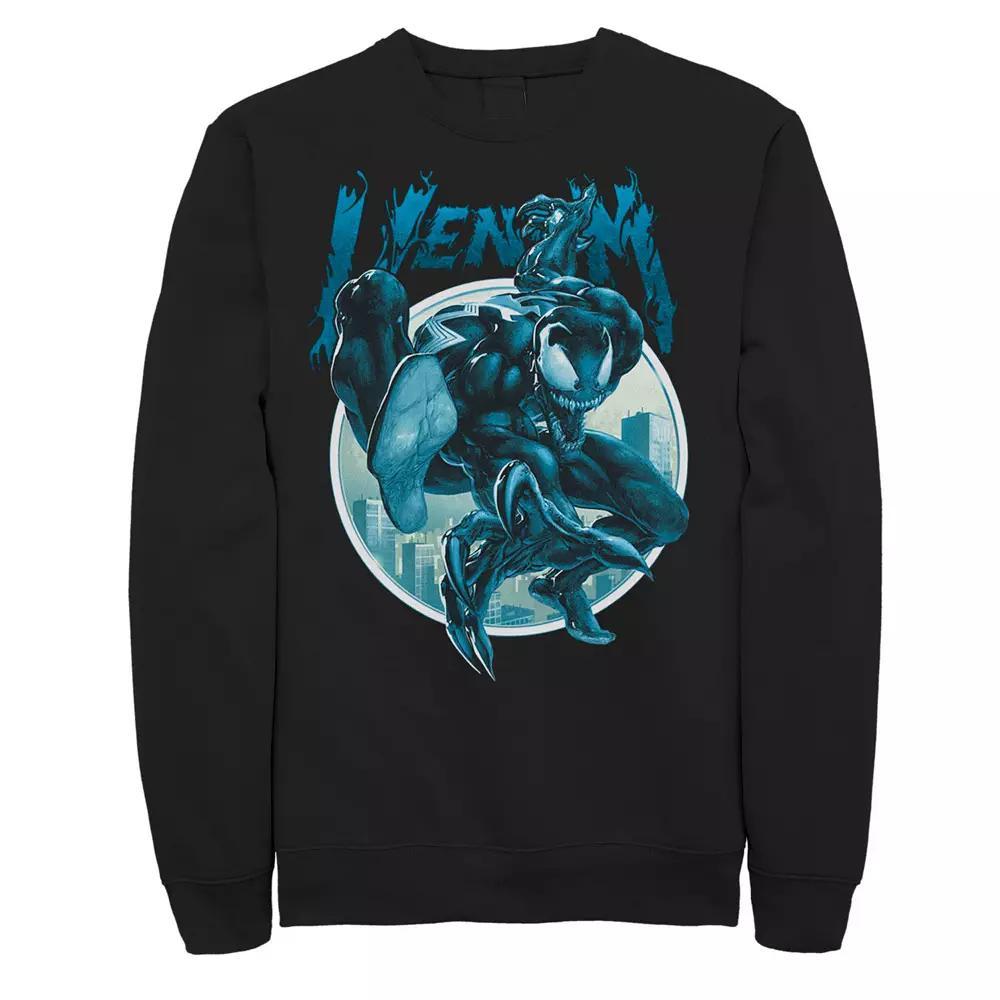 Men's Marvel Venom Deep Blue Circle Logo Sweatshirt, Size: Small, Black Product Image