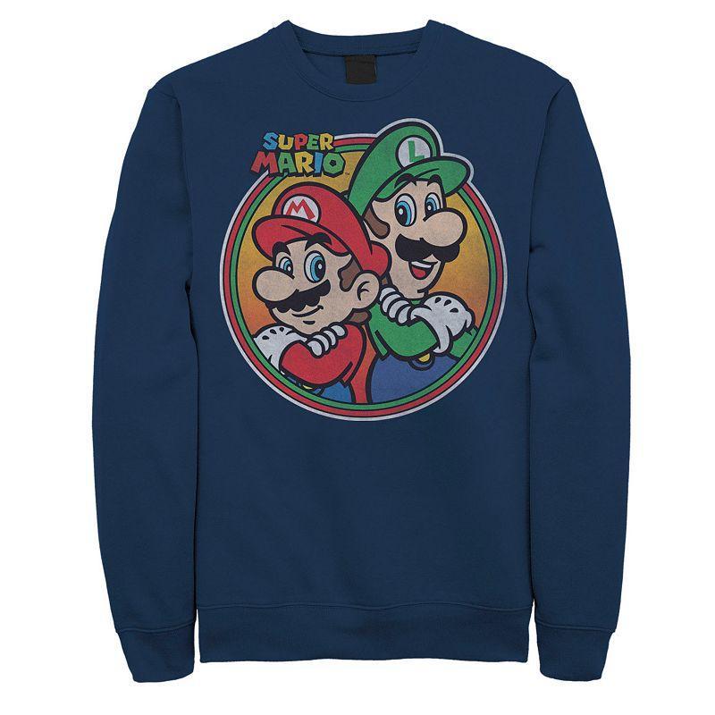 Men's Nintendo Super Mario & Luigi Brothers Circle Sweatshirt, Size: Medium, Blue Product Image