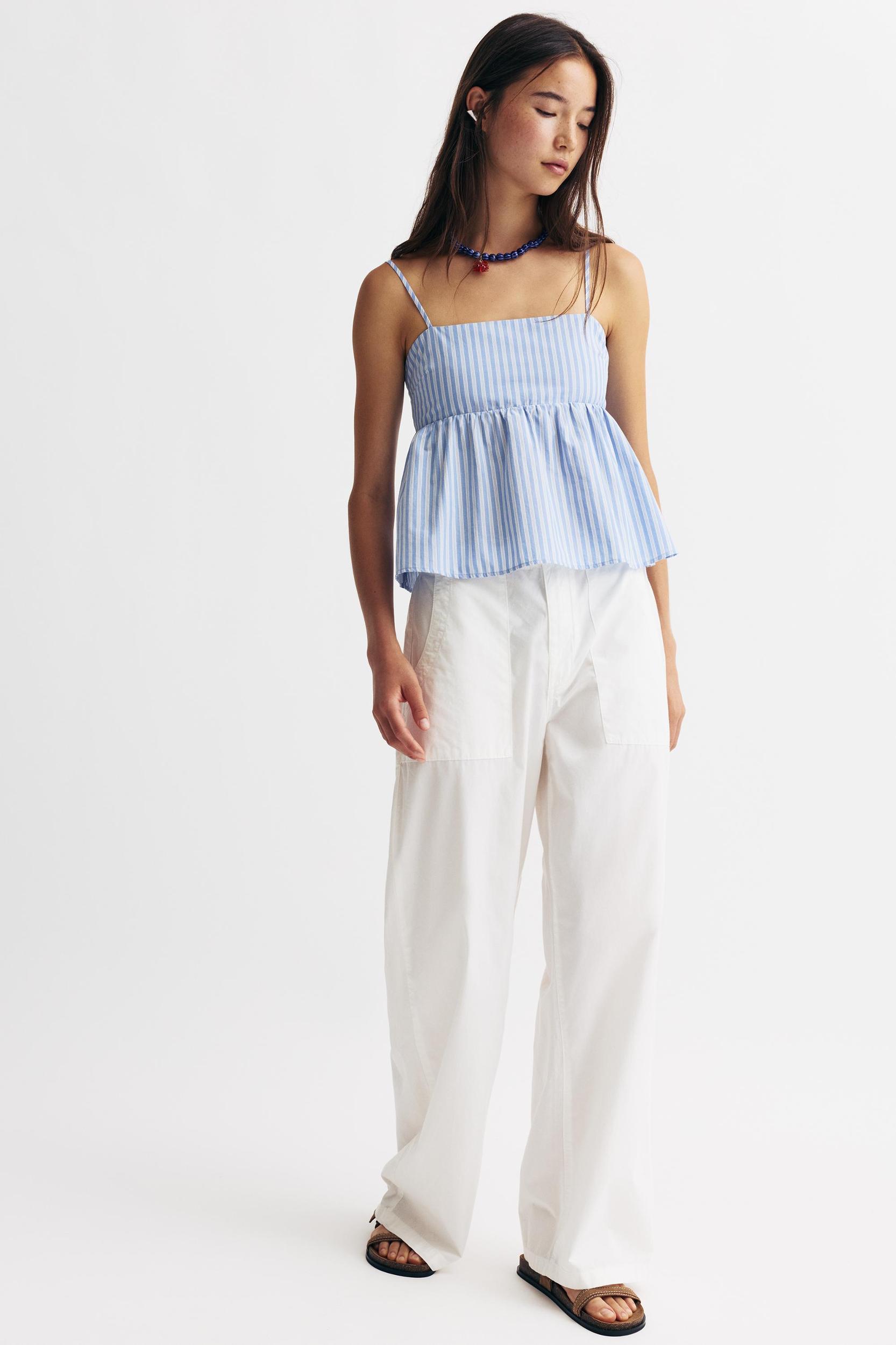 Striped poplin top Product Image