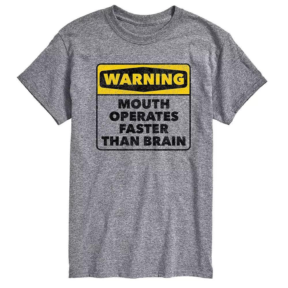Men's Warning Mouth Faster Than Brain Graphic Tee,  Product Image