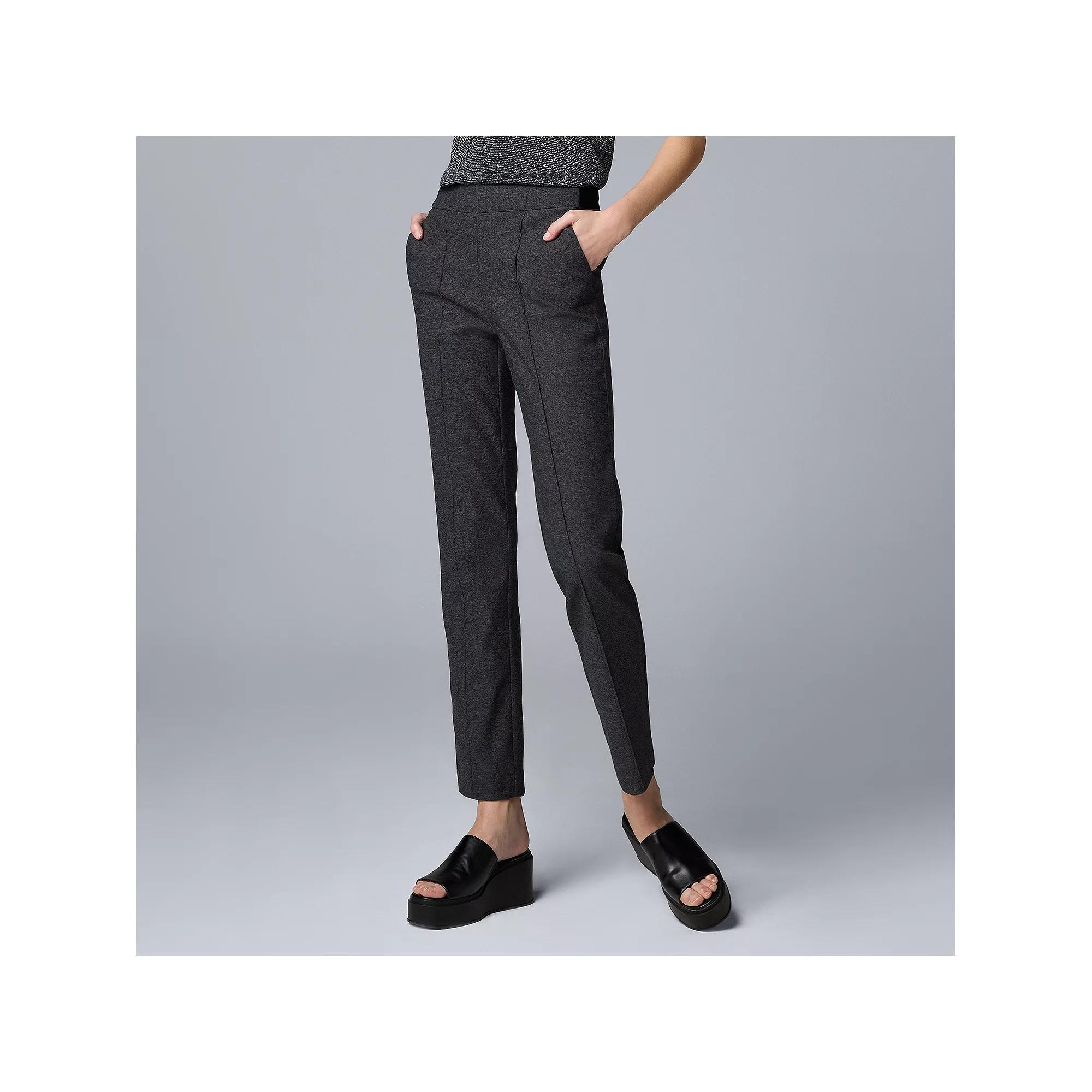 Women's Simply Vera Vera Wang Pintuck Slim Straight Pants, Size: Medium, Grey Texture Product Image