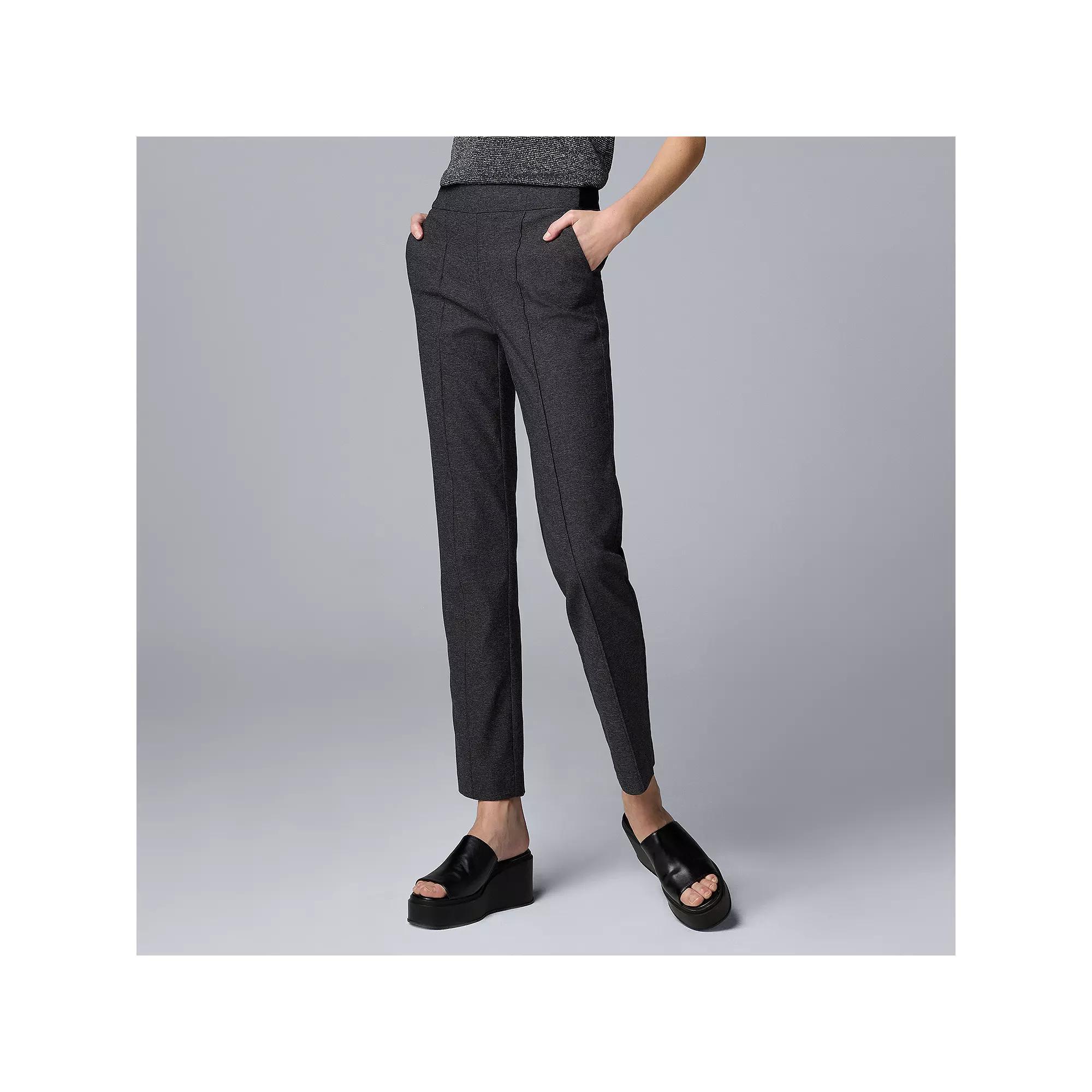 Women's Simply Vera Vera Wang Pintuck Slim Straight Pants, Size: Medium, Grey Texture Product Image