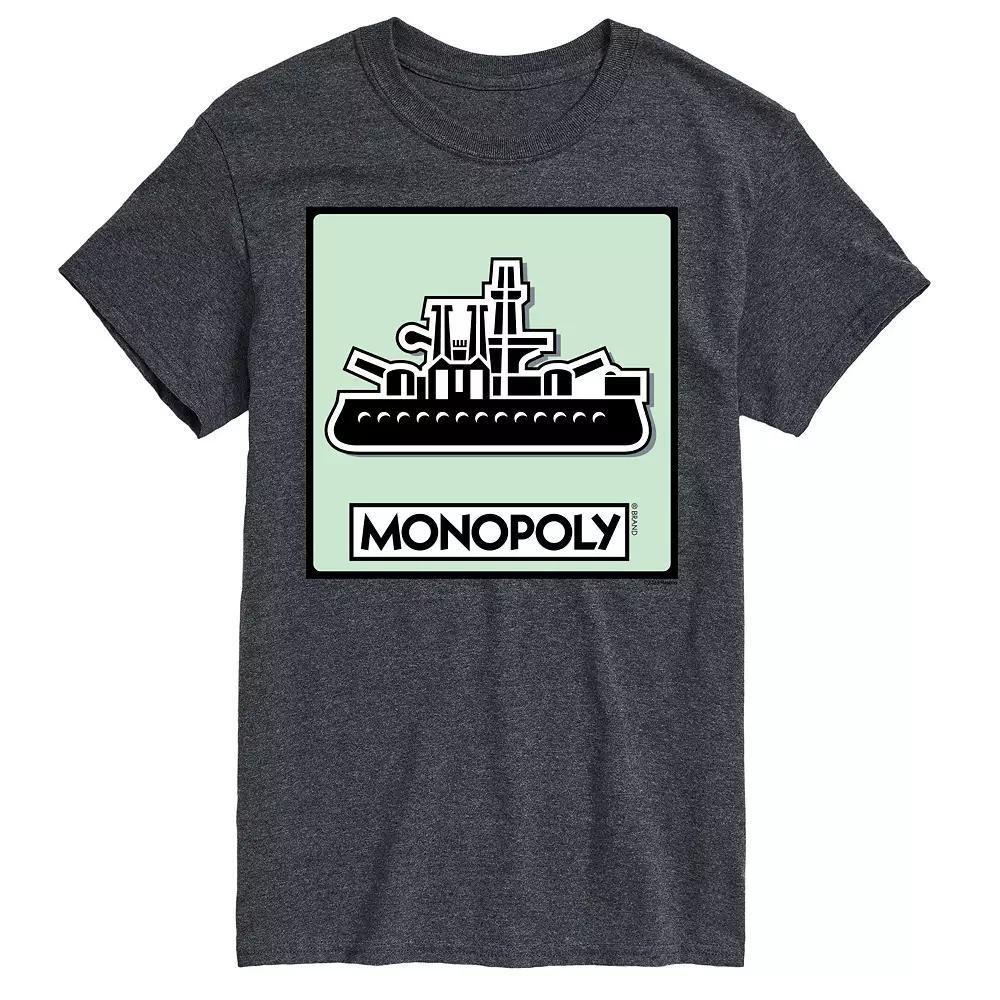 Men's Monopoly Ship Game Token Graphic Tee, Size: Large, Grey Product Image