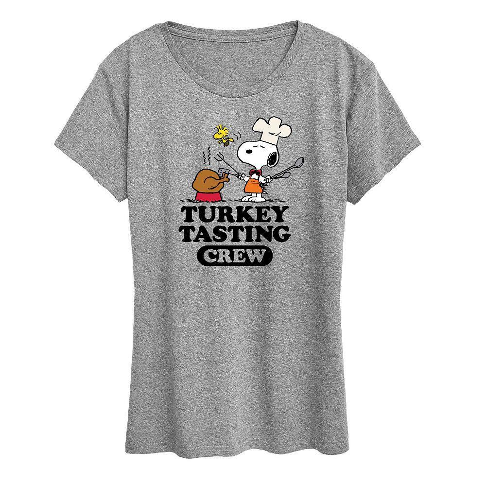 Women's Peanuts Snoopy & Woodstock Turkey Tasting Crew Graphic Tee, Girl's,  Product Image