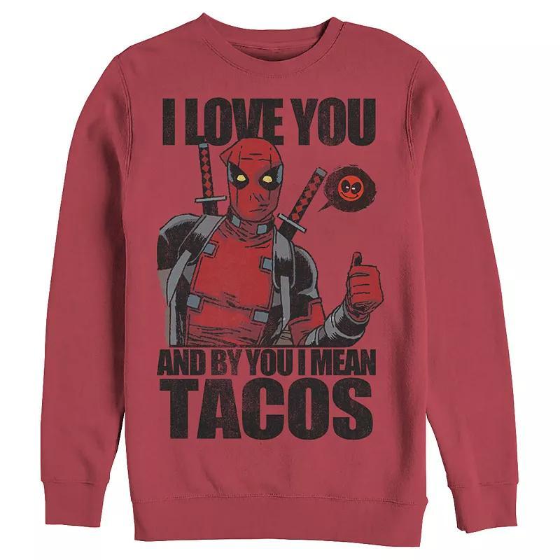 Disney's Deadpool I Love You And By You I Mean Tacos Men's Graphic Fleece, Size: Large, Red Product Image