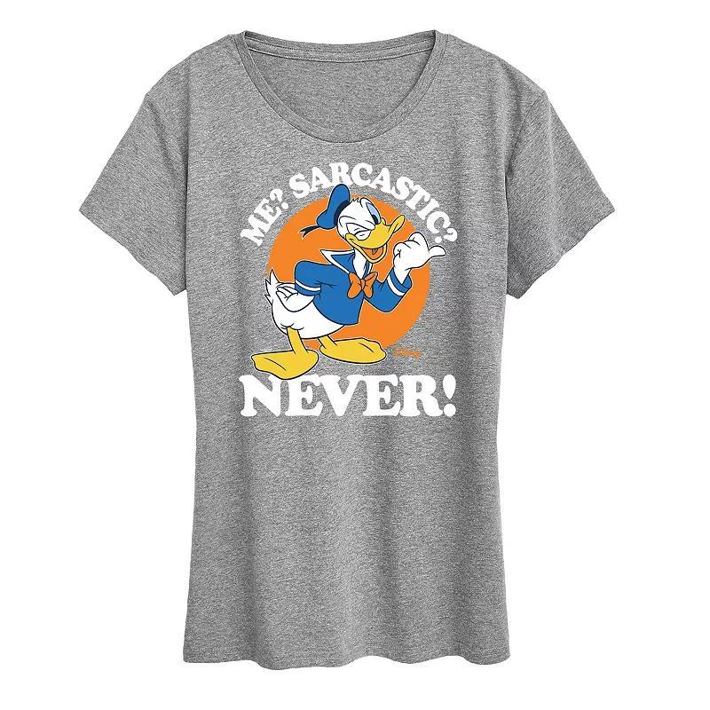 Disney's Donald Duck Women's Me Sarcastic Never Graphic Tee, Size: XL, Grey Royal Blue Product Image