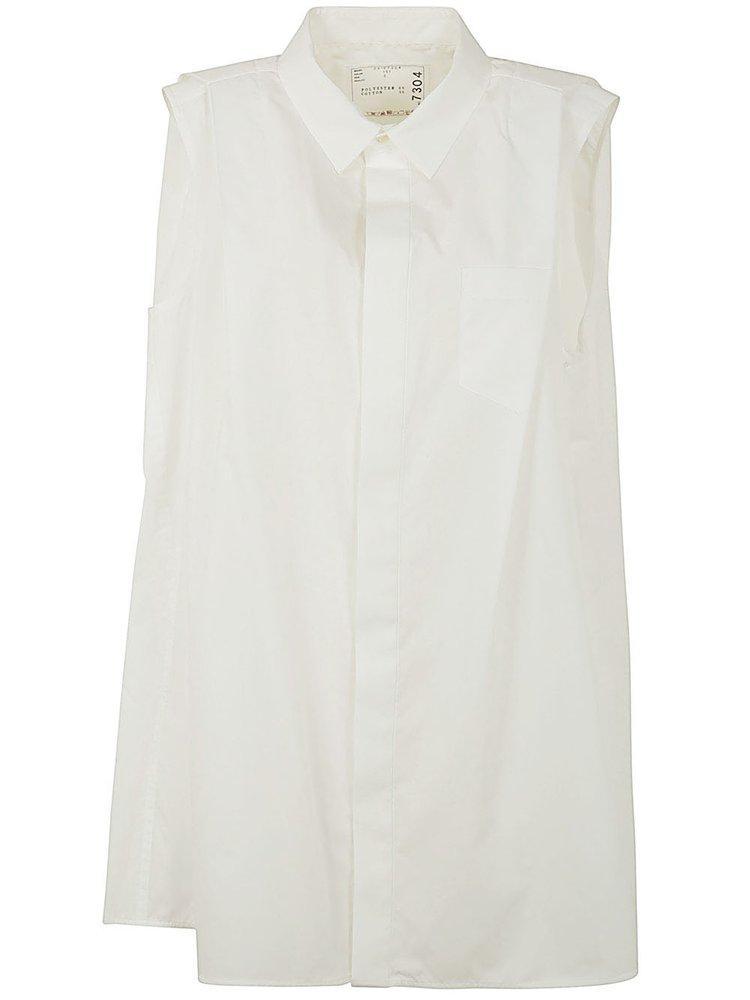 SACAI Sleeveless Poplin Shirt Dress In White Product Image