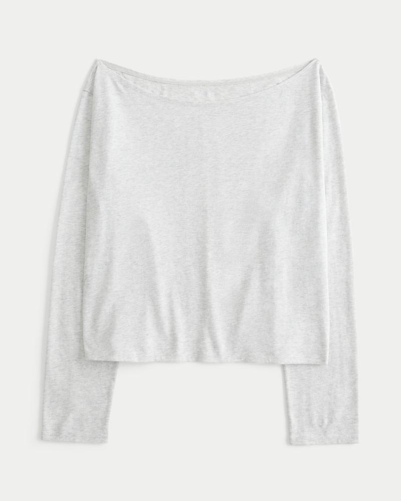 Easy Long-Sleeve Off-the-Shoulder Top Product Image