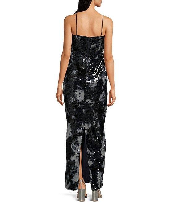 Muse by Marchesa Geranium Floral Sequin Strapless Sheath Flounce Gown Product Image