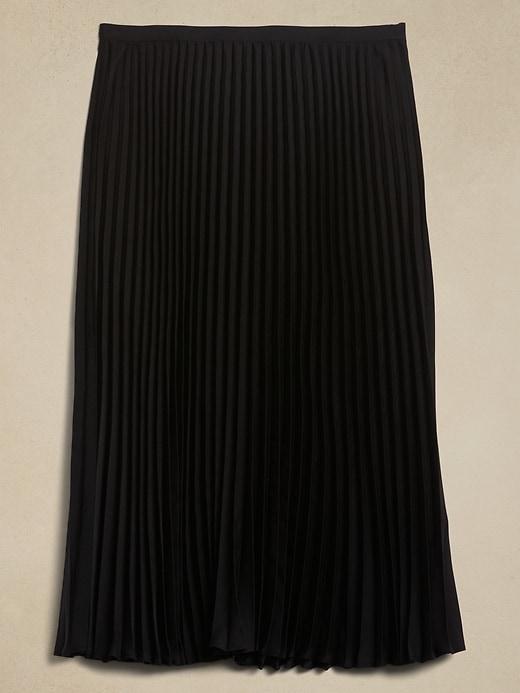 Satin Pleated Midi Skirt Product Image