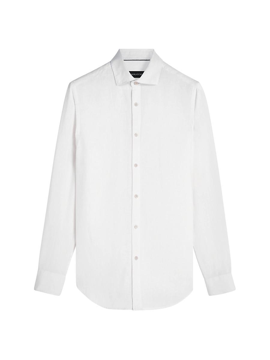 Mens Linen Long-Sleeve Button-Up Shirt Product Image