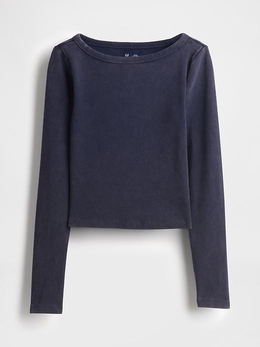 Heavyweight Rib Boatneck Crop T-Shirt Product Image