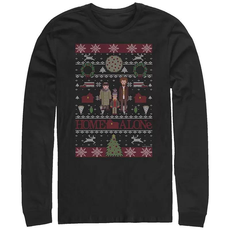 Big & Tall Home Alone Christmas Sweater Long Sleeve Graphic Tee, Mens Product Image