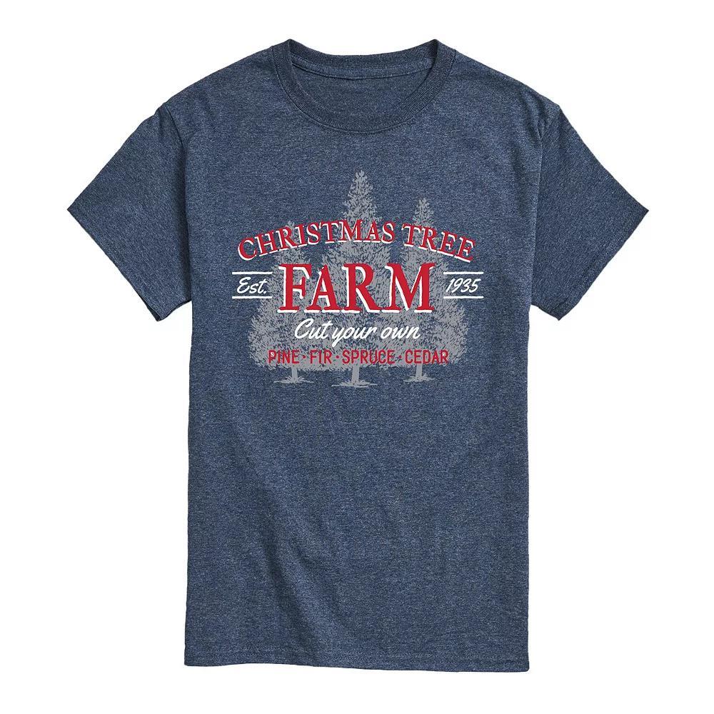 Men's Christmas Tree Farm Sign Tee, Size: Medium, Blue Product Image