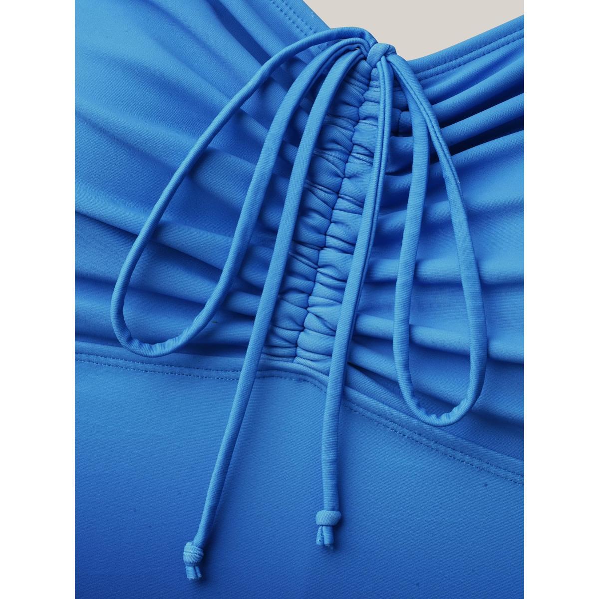 Plus Size Gradient Adjustable Drawstring Ruched One-Piece Swimsuit Women's Swimwear Mediumblue Beach Gathered Curve Bathing Suits High stretch One Pieces BloomChic 22-24/3X Product Image