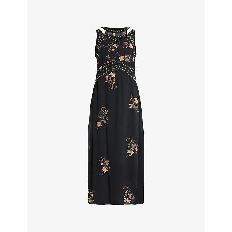 ALLSAINTS Jessie Tanana Floral Print Maxi Dress In Jet Black Product Image