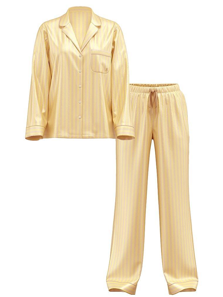 Glazed Satin Long Pajama Set Product Image