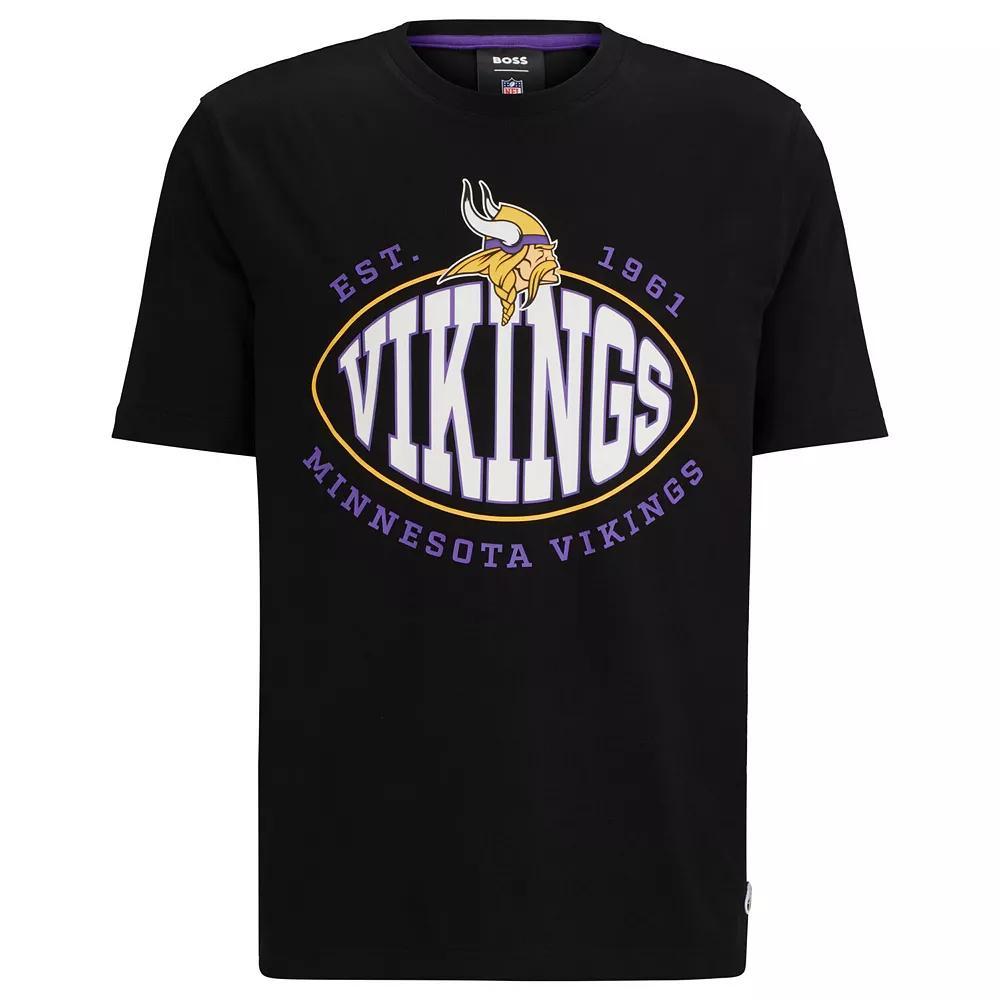 Men's BOSS X NFL  Black Minnesota Vikings Trap T-Shirt, Size: Large Product Image