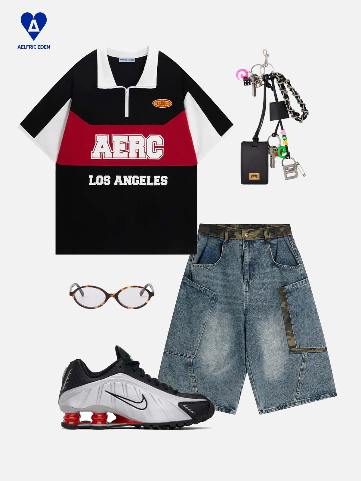 Aelfric Eden Stand Collar Color Blocking Tee Product Image