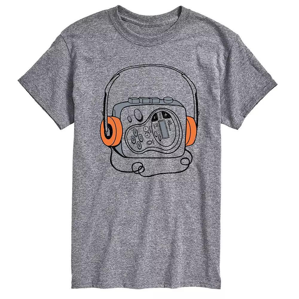 Men's Cassette Player Graphic Tee, Size: Large, Grey Gray Product Image