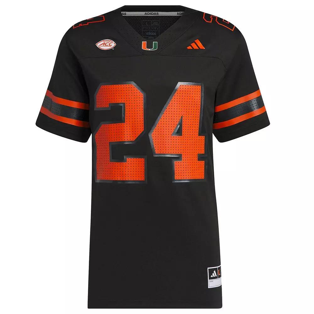 Men's adidas #24 Black Miami Hurricanes Premier Strategy Jersey,  Product Image