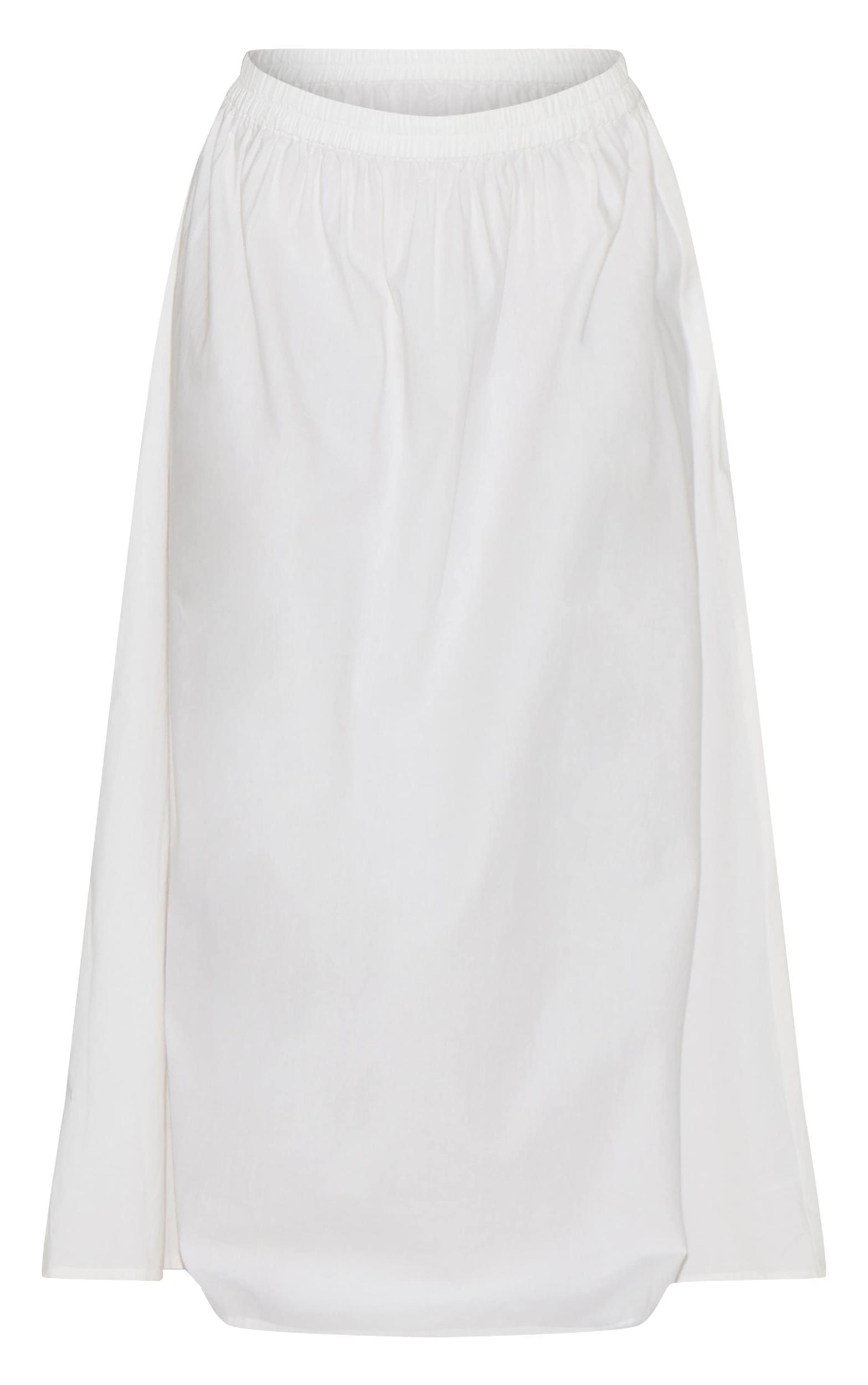  White Cotton Poplin A Line Low Rise Maxi Skirt Product Image