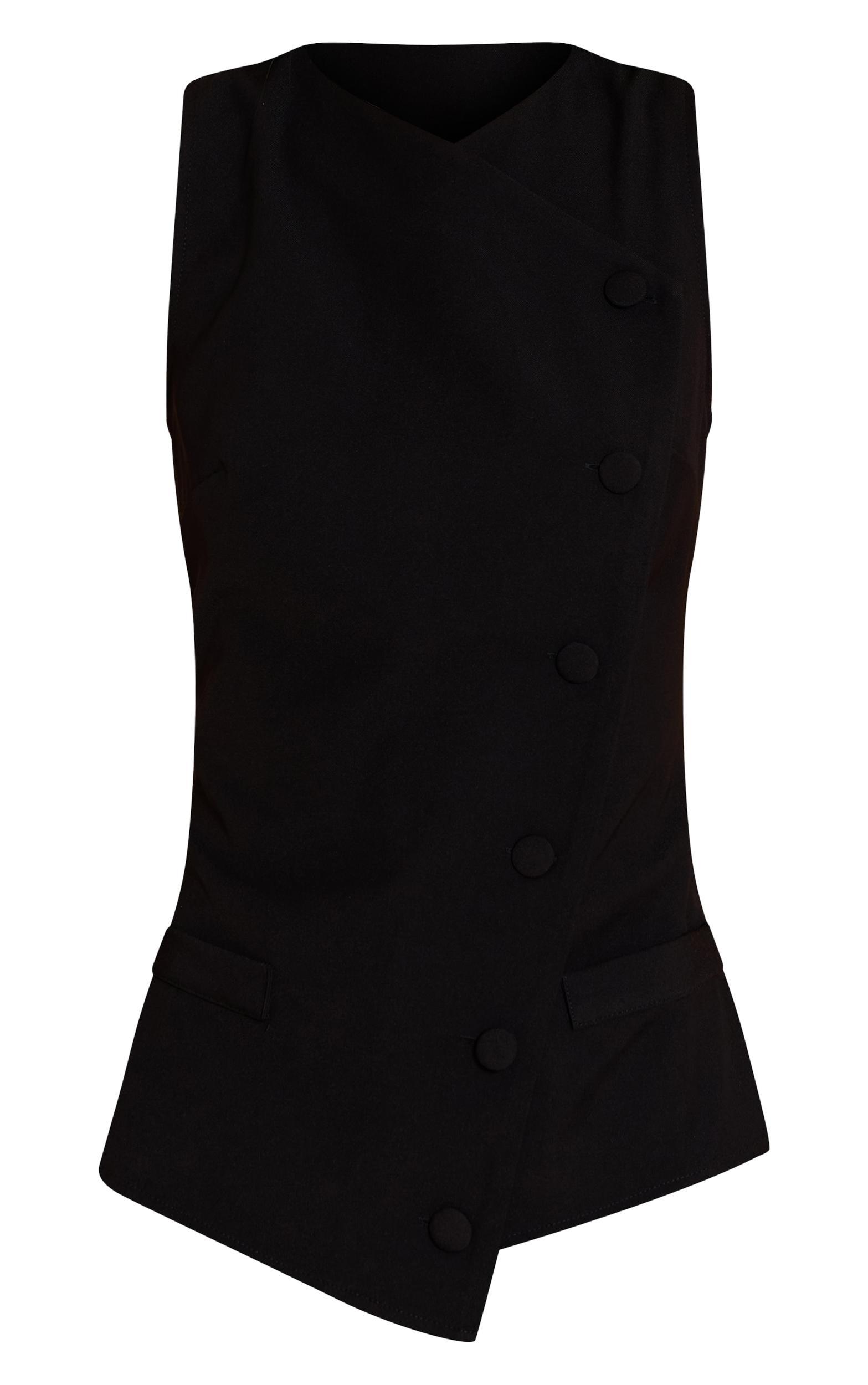 Black Tailored Woven Asymmetric Button Detail Romper Product Image