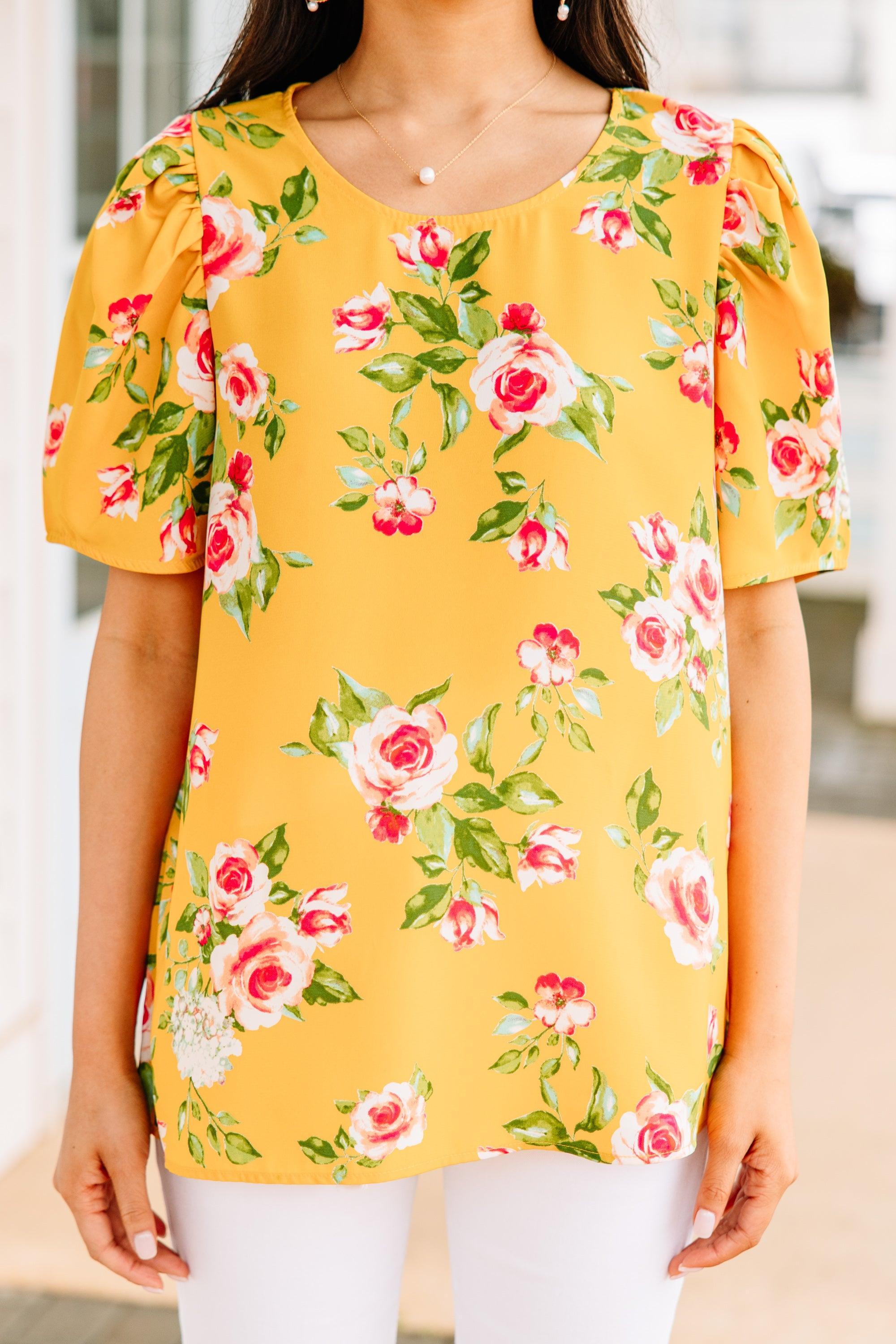 Just A Thought Marigold Yellow Floral Blouse Female Product Image