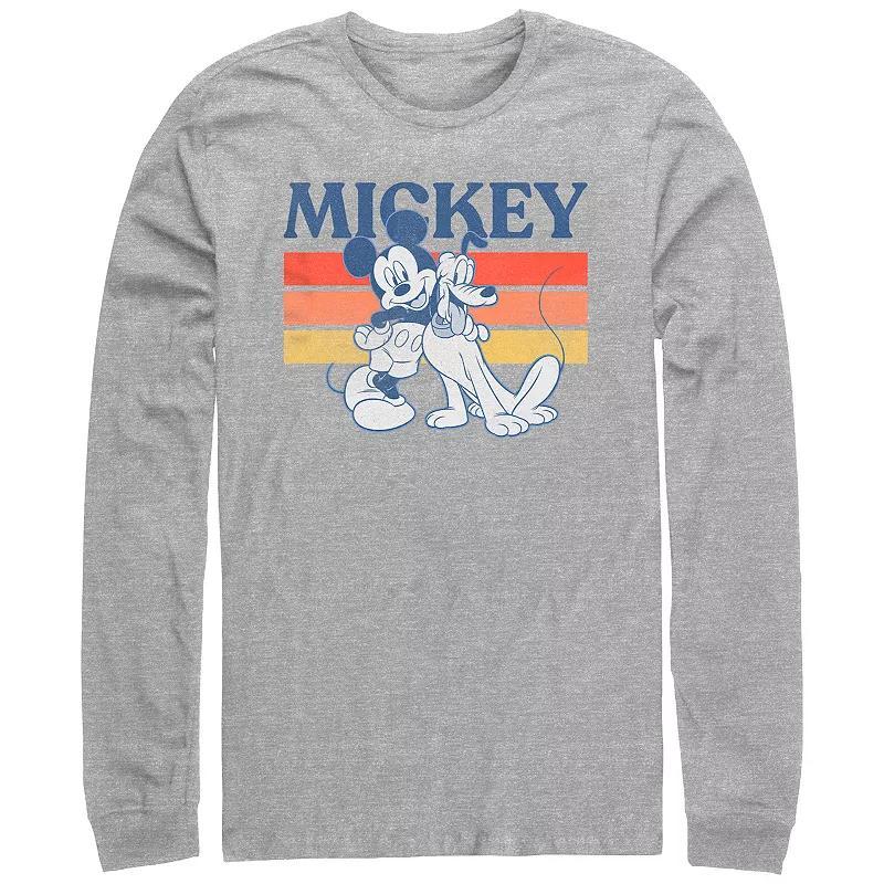 Mens Mickey Mouse Pluto and Mickey Retro Graphic Tee Athletic Grey Product Image