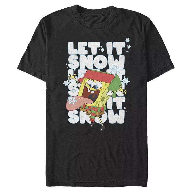 Men's Spongebob Squarepants Let It Snow Tee, Size: 3XL, Navy Grey Product Image